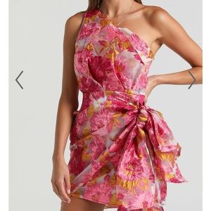 Showpo one shoulder floral mini dress